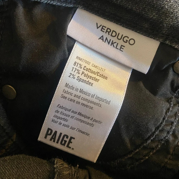 Paige Jeans Womens 28 Verdugo Ankle Skinny Black Grey Denim Stretch Casual - Picture 6 of 6